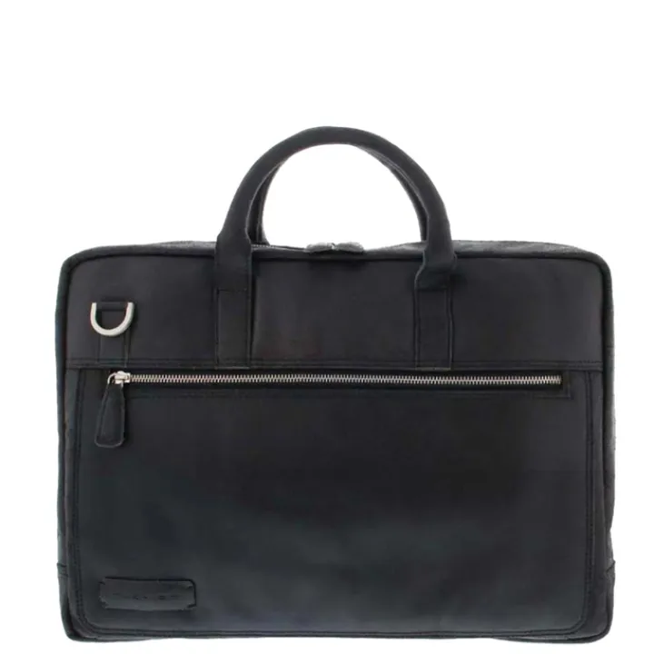 Herentassen|15.6 Inch Laptoptassen>Plevier Vintage London Laptoptas 2 vaks 15.6" black