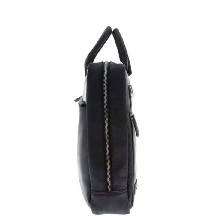 Herentassen|15.6 Inch Laptoptassen>Plevier Vintage London Laptoptas 2 vaks 15.6" black