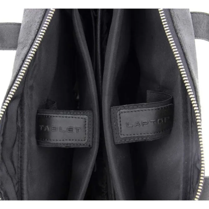 Herentassen|15.6 Inch Laptoptassen>Plevier Vintage London Laptoptas 2 vaks 15.6" black