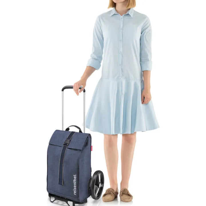 Boodschappen Trolleys|Reistrolleys>Reisenthel Shopping Citycruiser herringbone dark blue
