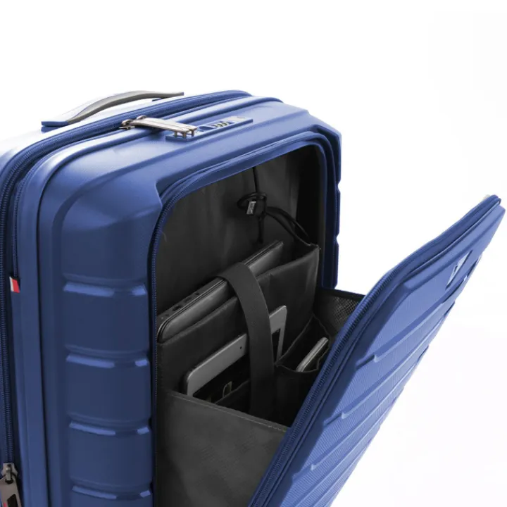Transavia Trolleys|Ryanair Trolleys>Roncato B-Flying Cabin Trolley 55 with Front Pocket blu notte