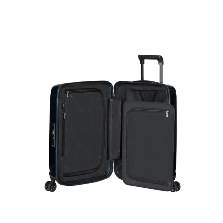 Transavia Trolleys|Ryanair Trolleys>Samsonite Nuon Spinner 55 Exp metallic dark blue
