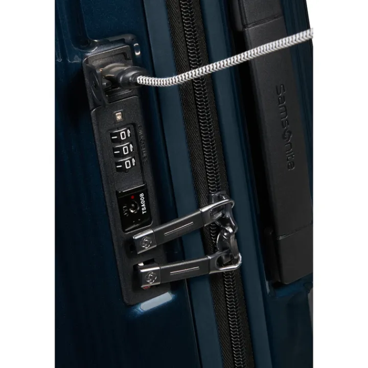 Transavia Trolleys|Ryanair Trolleys>Samsonite Nuon Spinner 55 Exp metallic dark blue