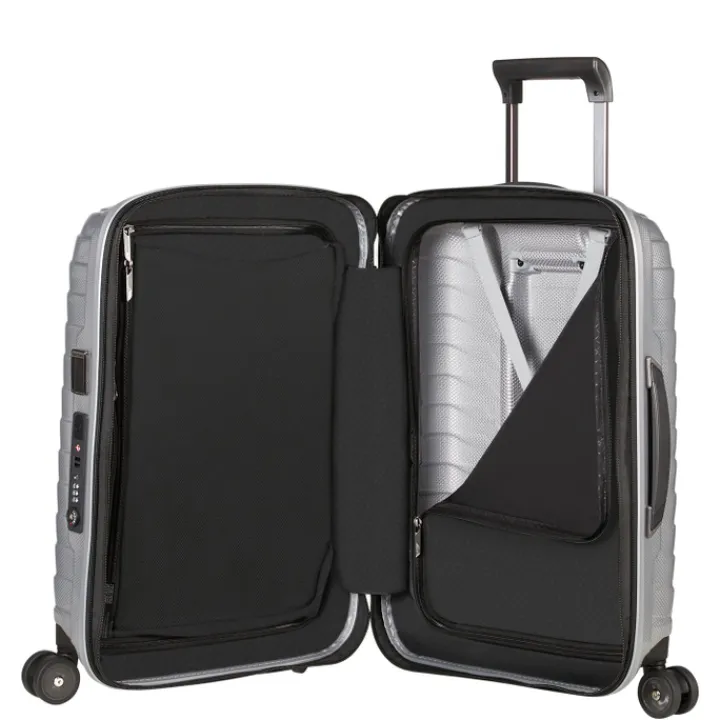 Transavia Trolleys|Ryanair Trolleys>Samsonite Proxis Spinner 55 Expandable silver