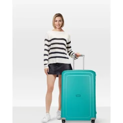 Reistrolleys|Reiskoffers>Samsonite S'Cure Spinner 75 aqua blue