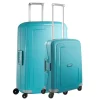 Reiskoffers|Koffersets>Samsonite S'Cure Spinner 55 + 75 Set aqua blue