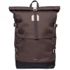 Daypack|Laptop Rugzakken>Sandqvist Icon Rolltop Backpack L brown with natural leather