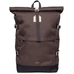 Daypack|Laptop Rugzakken>Sandqvist Icon Rolltop Backpack L brown with natural leather