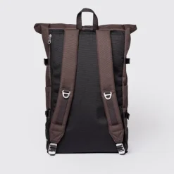Daypack|Laptop Rugzakken>Sandqvist Icon Rolltop Backpack L brown with natural leather