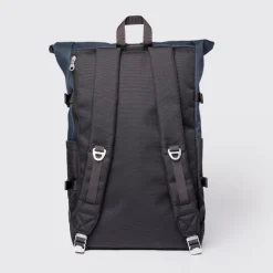 Daypack|Laptop Rugzakken>Sandqvist Icon Rolltop Backpack L multi black-navy with black leather