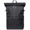 Daypack|Laptop Rugzakken>Sandqvist Icon Rolltop Backpack L black-black with black leather