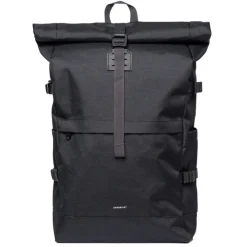 Daypack|Laptop Rugzakken>Sandqvist Icon Rolltop Backpack L black-black with black leather