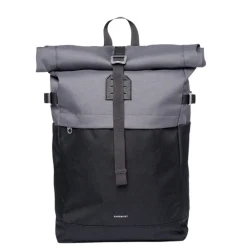 Daypack|14 Inch Laptoptassen>Sandqvist Icon Rolltop Backpack M multi dark with black leather