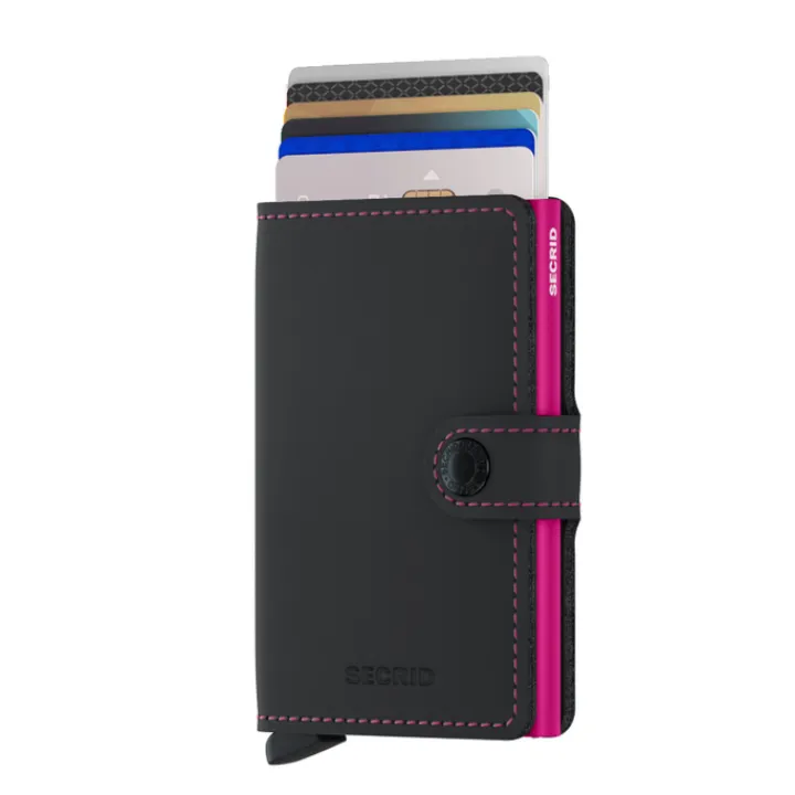 Pasjeshouders|Creditcardhouders>Secrid Miniwallet Portemonnee Matte black & fuchsia