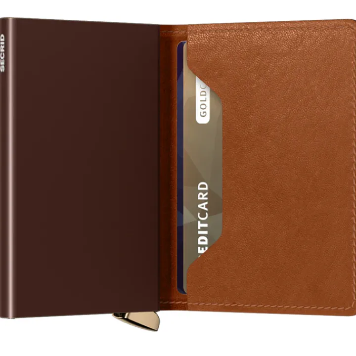 Pasjeshouders|Creditcardhouders>Secrid Slimwallet Emboss Lines cognac