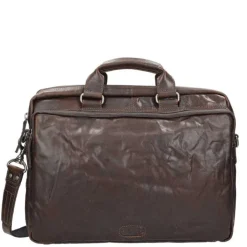 Herentassen|15.6 Inch Laptoptassen>Spikes & Sparrow Bronco 3 Zipper Businesstas dark brown