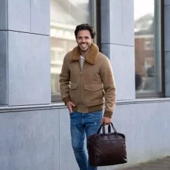 Herentassen|Laptop Schoudertassen>Spikes & Sparrow Colorado Businessbag 16.4" brandy
