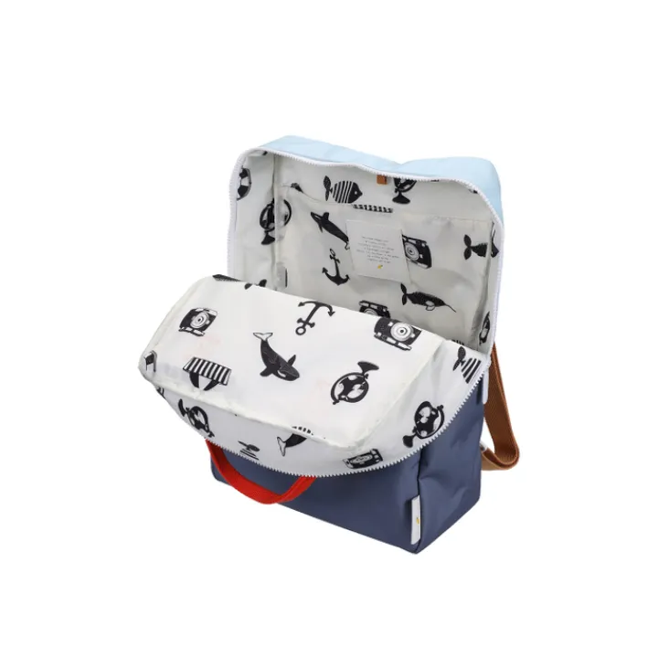 Kleine Rugzakken|Schoolrugzak>Sticky Lemon Large Backpack Colourblocking Wonders zissou blue-blue whale