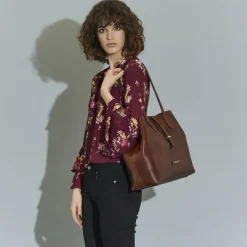 Schoudertassen|Damestassen>The Bridge Dalston Shopper brown/gold