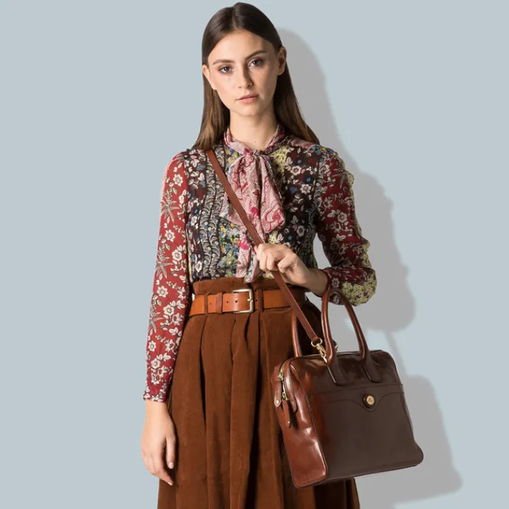 13 Inch Laptoptassen|Laptop Schoudertassen>The Bridge Story Donna Briefcase brown