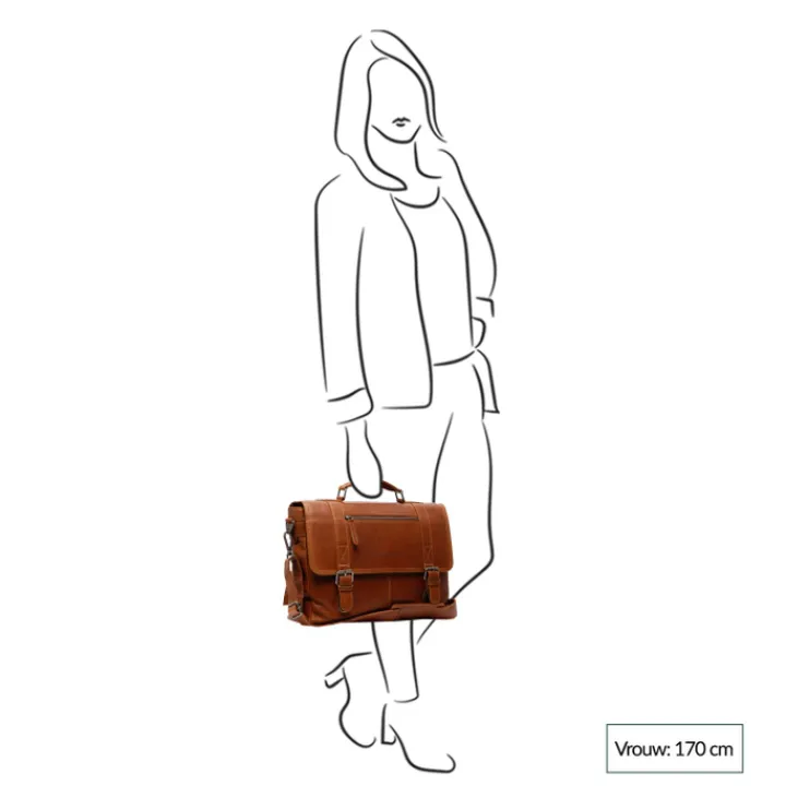 Aktetassen|14 Inch Laptoptassen>The Chesterfield Brand Imperia Laptopbag cognac