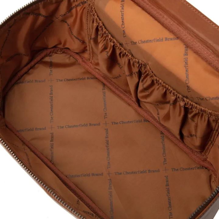 Toilettassen>The Chesterfield Brand Limone Toilettas cognac