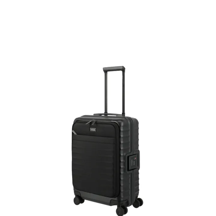 Transavia Trolleys|Handbagage Trolleys>Titan Overseas 4 Wheel Cabin Spinner Frontpocket nightshade black