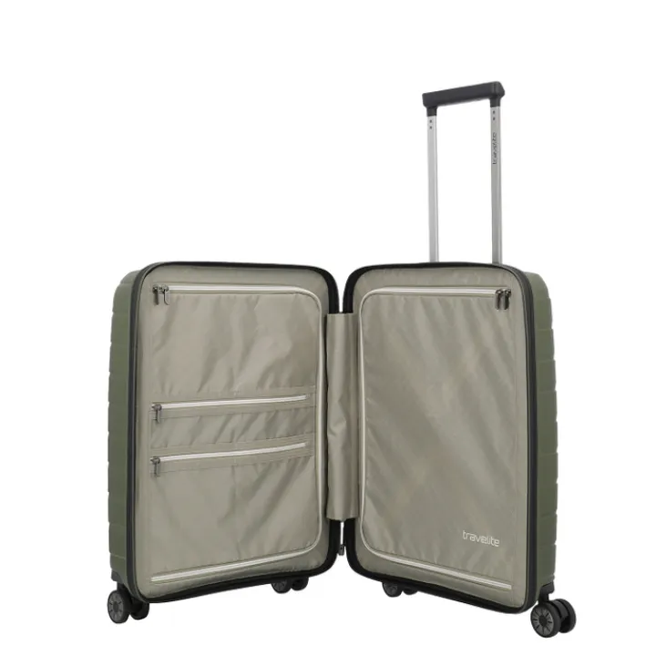 Transavia Trolleys|Ryanair Trolleys>Travelite Air Base 4 Wheel Cabin Trolley olive