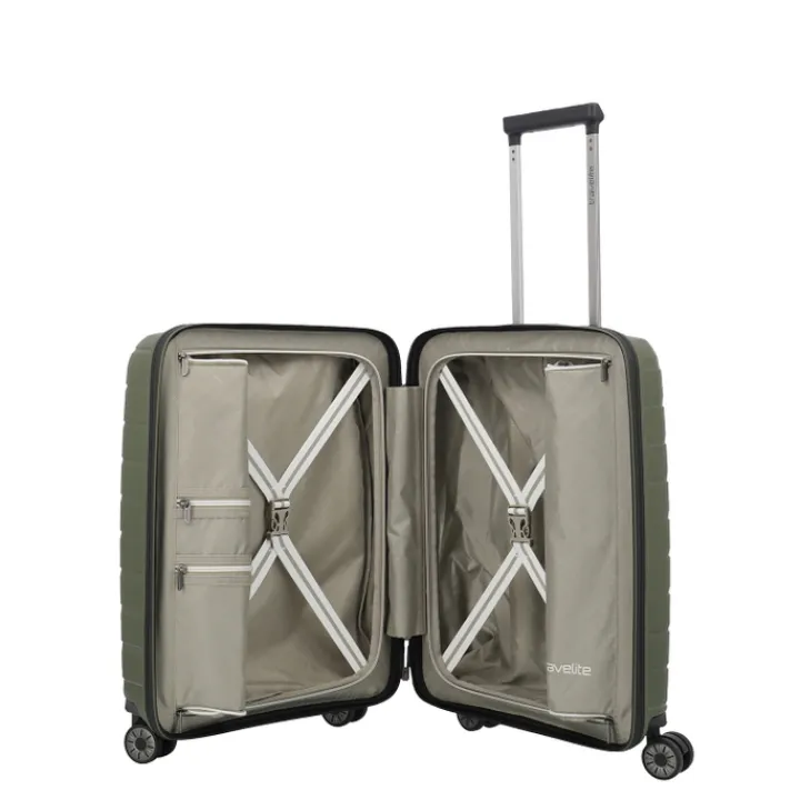 Transavia Trolleys|Ryanair Trolleys>Travelite Air Base 4 Wheel Cabin Trolley olive