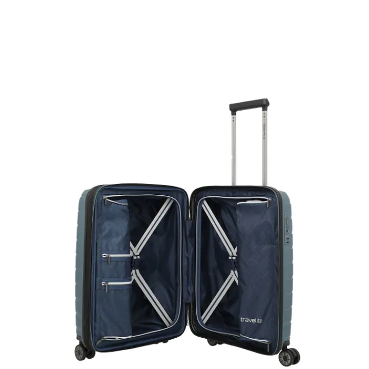 Handbagage Trolleys|Reistrolleys>Travelite Air Base 4 Wheel Cabin Trolley Expandable iceblue metallic
