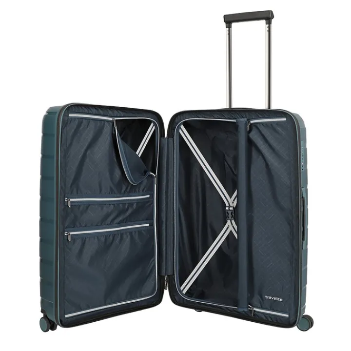 Reistrolleys|Reiskoffers>Travelite Air Base 4 Wiel Trolley M Expandable ice blue