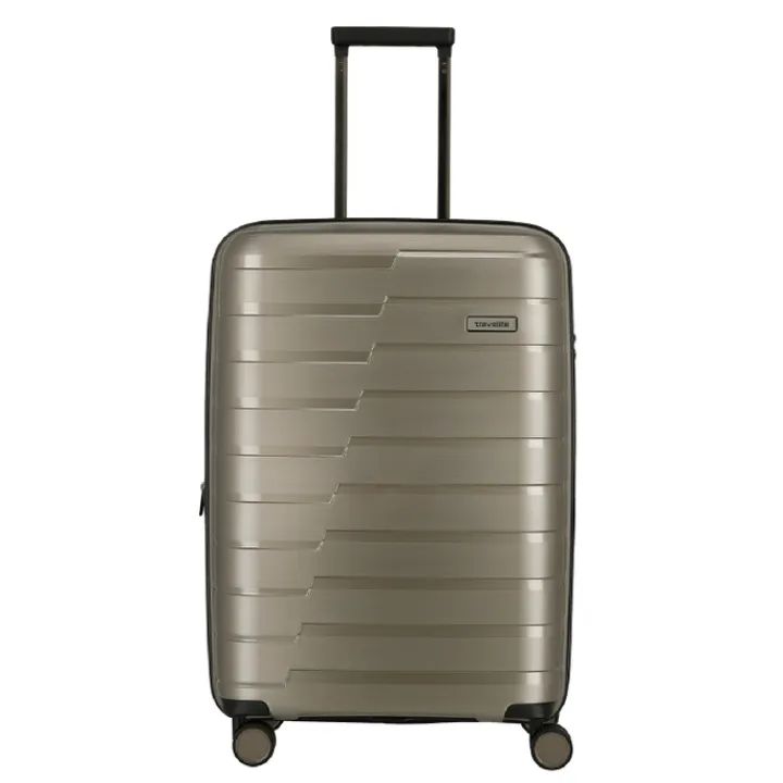 Reistrolleys|Reiskoffers>Travelite Air Base 4 Wiel Trolley M Expandable champagne metallic