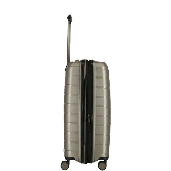 Reistrolleys|Reiskoffers>Travelite Air Base 4 Wiel Trolley M Expandable champagne metallic