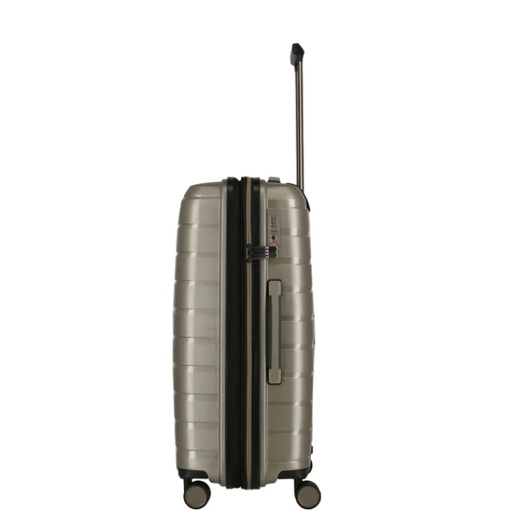 Reistrolleys|Reiskoffers>Travelite Air Base 4 Wiel Trolley M Expandable champagne metallic