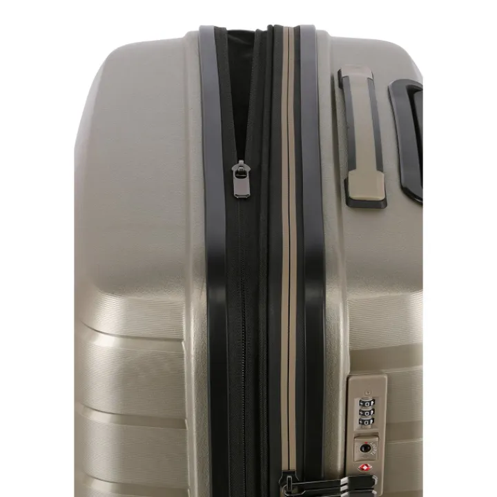 Reistrolleys|Reiskoffers>Travelite Air Base 4 Wiel Trolley M Expandable champagne metallic