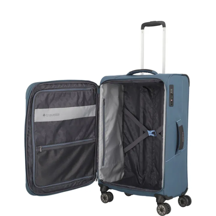 Reistrolleys|Reiskoffers>Travelite Skaii 4 Wheel Trolley M Expandable blue