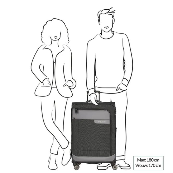 Reistrolleys|Reiskoffers>Travelite Viia 4 Wheel Trolley L Expandable rose