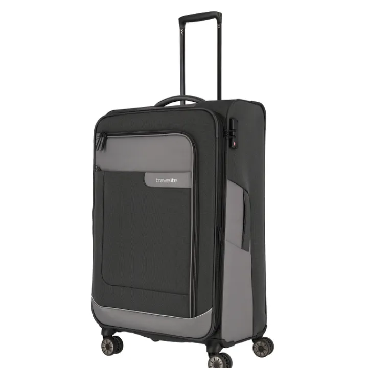 Reistrolleys|Reiskoffers>Travelite Viia 4 Wheel Trolley L Expandable anthracite
