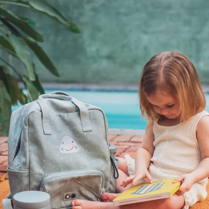 Peuter Rugzakken|Kinderrugzakken>Trixie Mr. Shark Large Backpack light grey