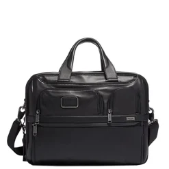 Herentassen|15 Inch Laptoptassen>Tumi Alpha Expandable Organizer Laptop Brief Leather black