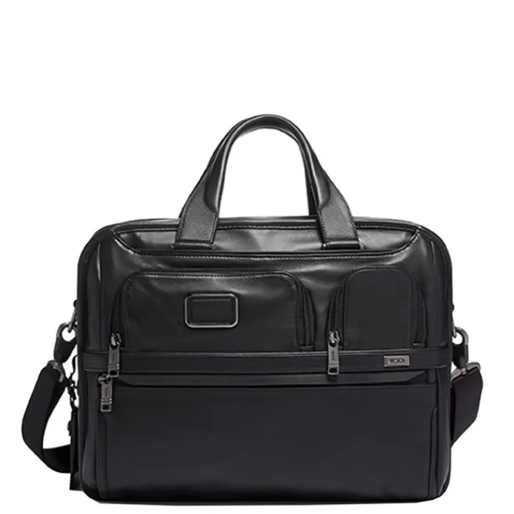 Herentassen|15 Inch Laptoptassen>Tumi Alpha Expandable Organizer Laptop Brief Leather black