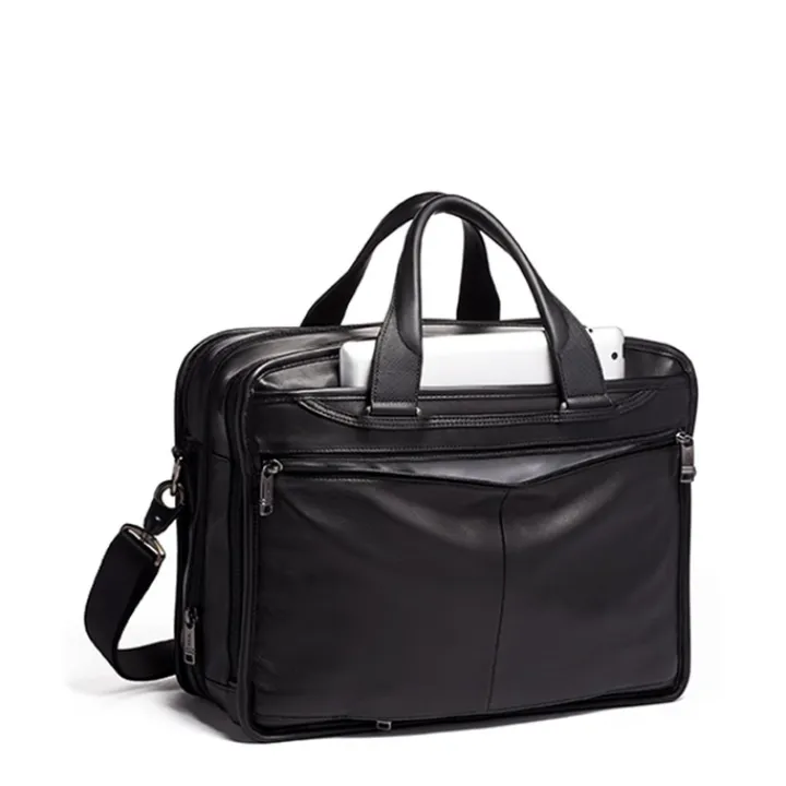 Herentassen|15 Inch Laptoptassen>Tumi Alpha Expandable Organizer Laptop Brief Leather black