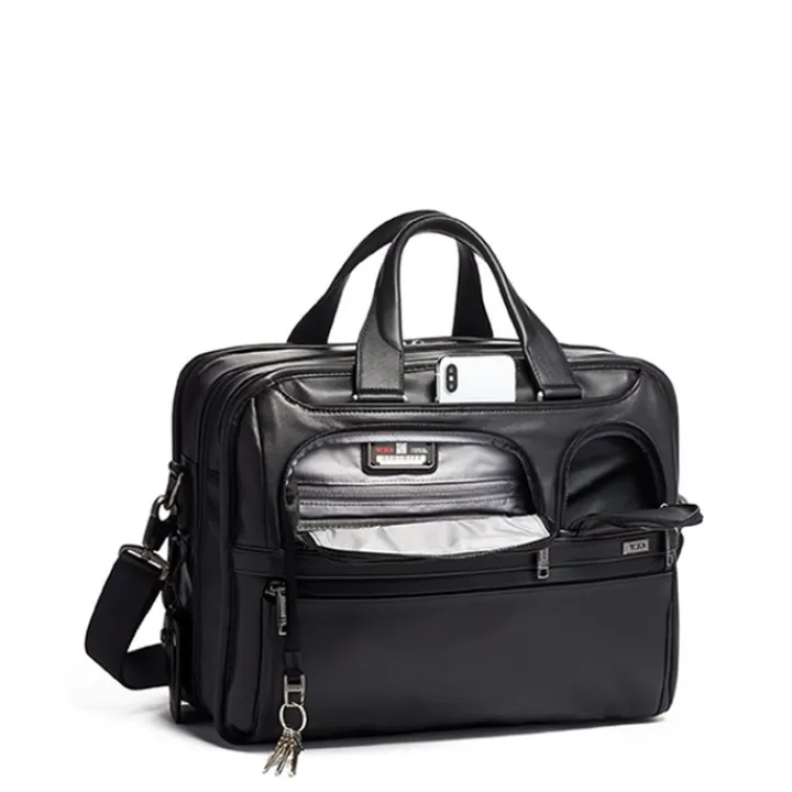 Herentassen|15 Inch Laptoptassen>Tumi Alpha Expandable Organizer Laptop Brief Leather black