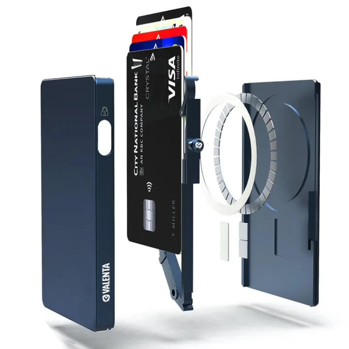 Pasjeshouders|Creditcardhouders>Valenta Cardprotector Aluminium Magsafe blue titanium