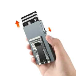 Rfid Portemonnees|Kleine Portemonnees>Valenta Cardprotector Aluminium Magsafe with Money Clip grey