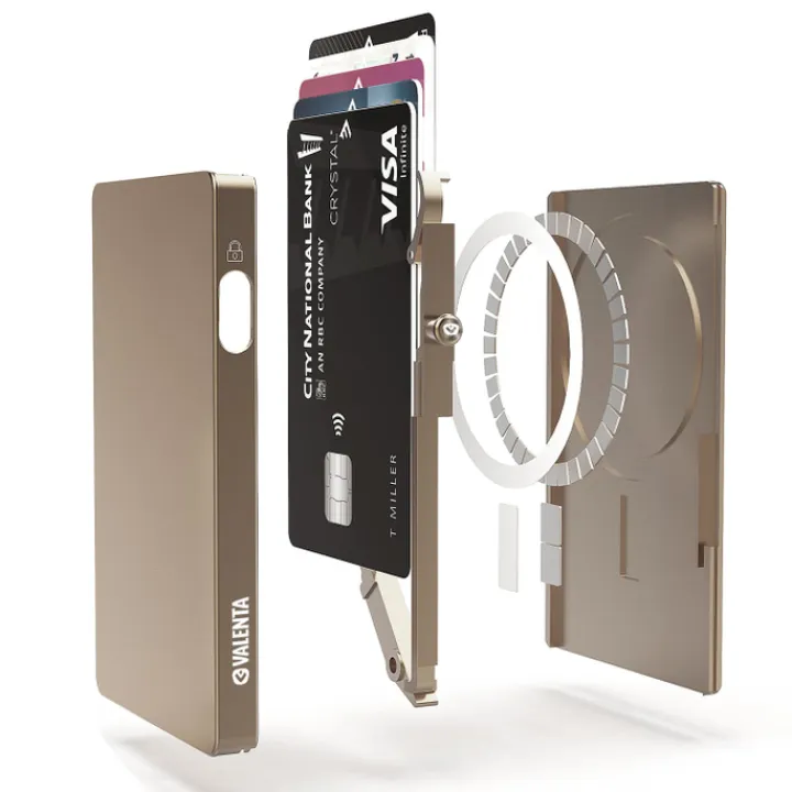 Pasjeshouders|Creditcardhouders>Valenta Cardprotector Aluminium Magsafe natural titanium